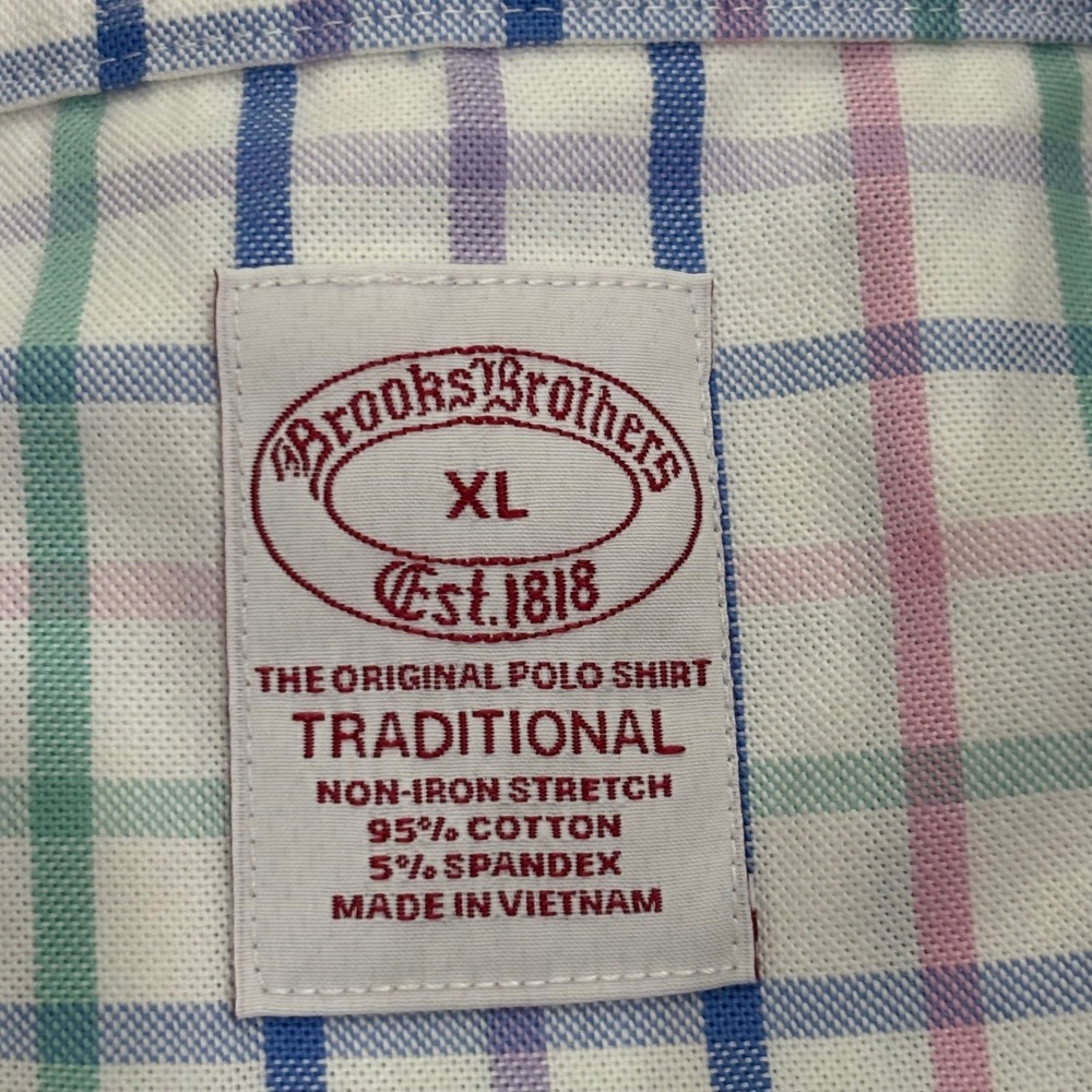 Brooks Brothers Mens XL Traditional‎ Non-Iron Stretch Tattersall Check Shirt - Picture 2 of 16